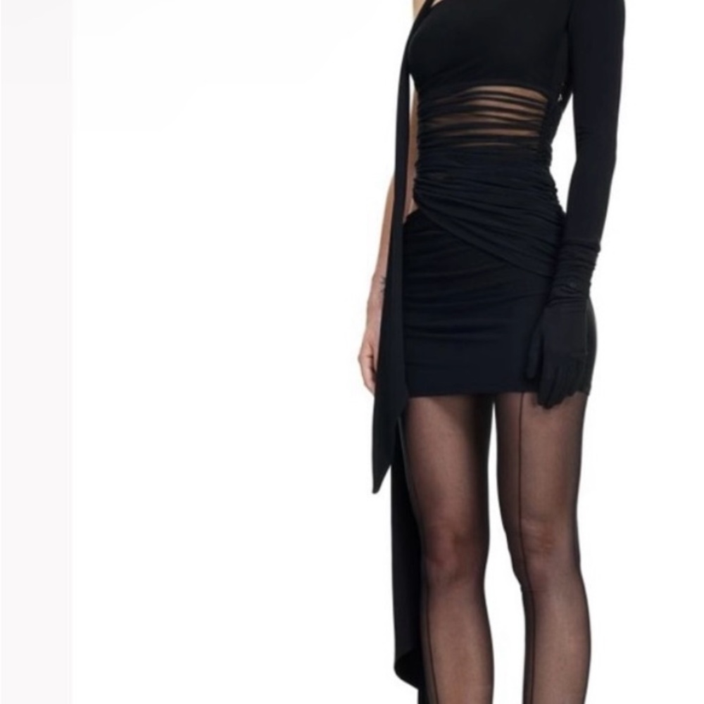 NWT Mugler X H&M One-shoulder Dress Black Size XS. Sold out in minutes - Picture 3 of 5